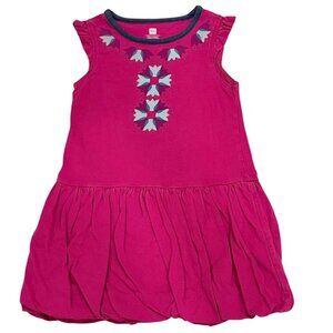 Tea Collection Girls Embroidered Pink Cotton Dress Size 3